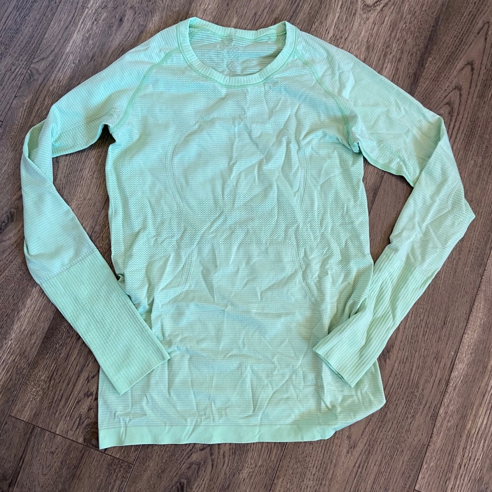Mint green Long Sleeve Lululemon Swiftly size 6